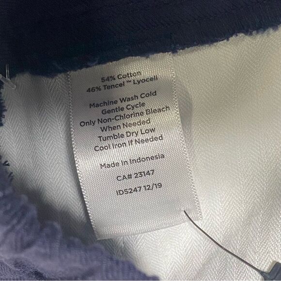 Talbots Navy Blue Cotton/Lyocell Elastic Waist Roll Tab Pants Women's Size 10 - Picture 5 of 14